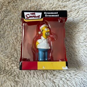 NIB The Simpson's Homer Simpson with Candy Cane in Mouth Christmas Ornament
